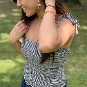 Navy blue striped forever 21 tank top